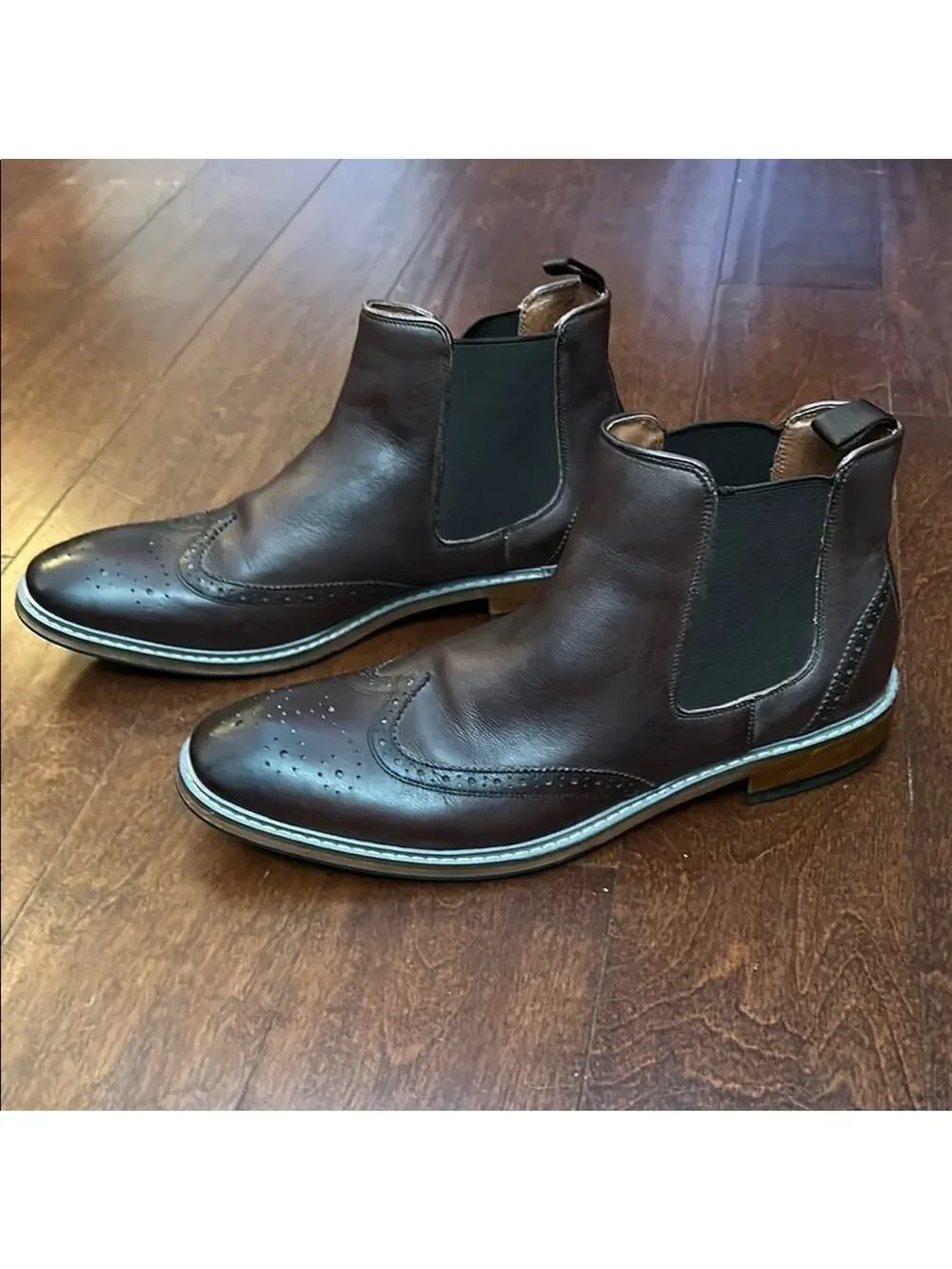 Florsheim Men’s Brown Leather Chelsea Boots, Beautiful Reddish Brown, Size 11.5
